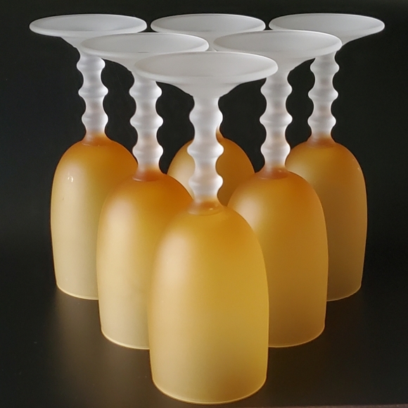 (6) Murano MCM Amber Satin 6" Wine Glasses - Picture 2 of 12